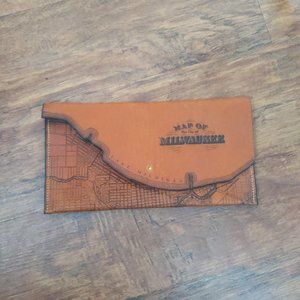 Milwaukee Map leather clutch